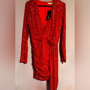 Center stage sequin mini dress-red